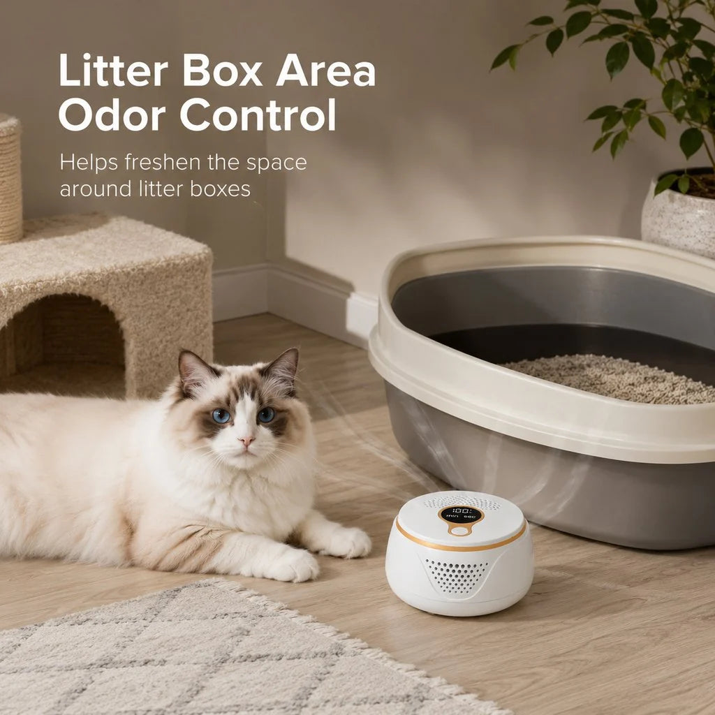 Rechargeable Pet Odor Deodorizer for Dog Crates & Litter Box Areas - USB-C Odor Control Helper for Pet Cages, Bathrooms & Small Spaces