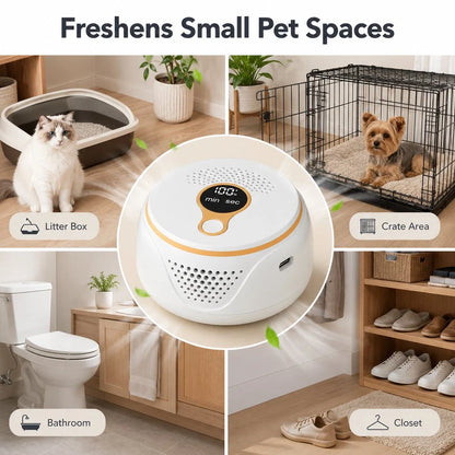 Rechargeable Pet Odor Deodorizer for Dog Crates & Litter Box Areas - USB-C Odor Control Helper for Pet Cages, Bathrooms & Small Spaces