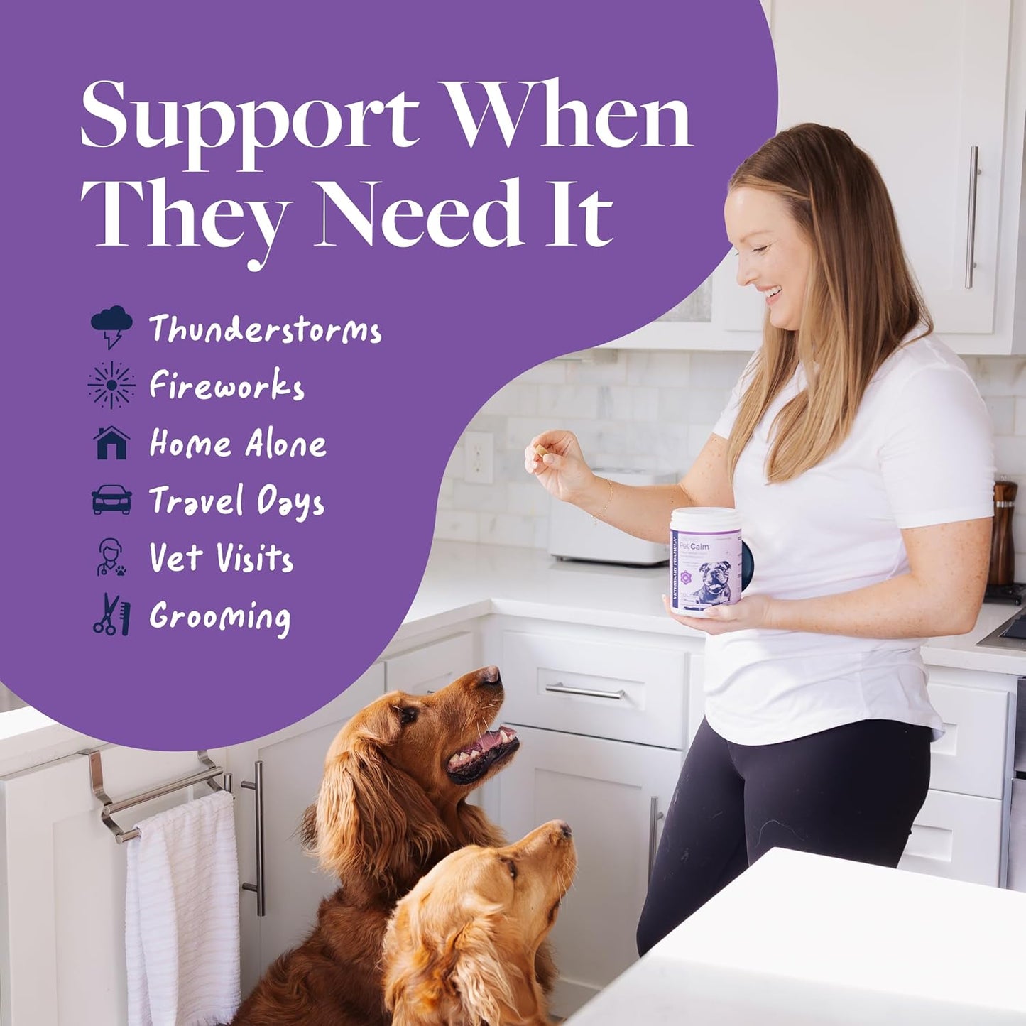 Smart Vitality Pet Calm Soft Chews for Dogs, 60 Count | L-Theanine and L-Tryptophan for Behavioral Support during Stressful Situations