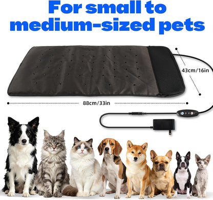 Electric Pet Ventilated & Heating Pad, 33"X16" Large Dog Cooling Mat with Fan, Cat Heating Pad, Winter Warm Dog Pad & Cooling Cat Mat for Indoor Pet Beds & Furniture Outdoor Cat Houses, 3 Levels