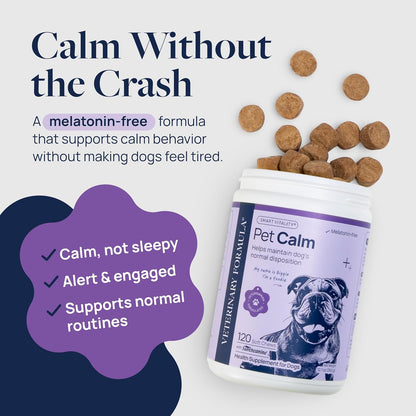 Smart Vitality Pet Calm Soft Chews for Dogs, 60 Count | L-Theanine and L-Tryptophan for Behavioral Support during Stressful Situations