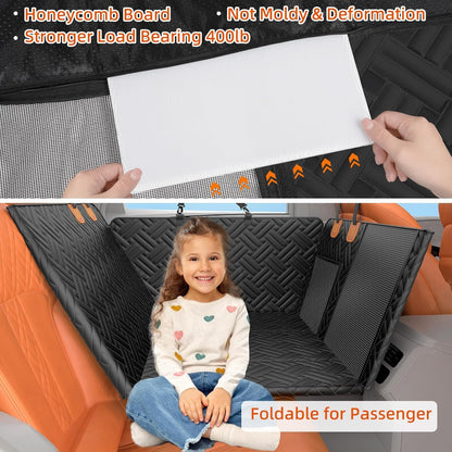 Back Seat Extender for Dogs,Hard Bottom Car Seat Cover for Dogs | with Mesh Window,Waterproof Backseat Pet Cover Hard Bottom-Dog Car Seat Cover for Back Seat Dog Hammock for Car/Suv