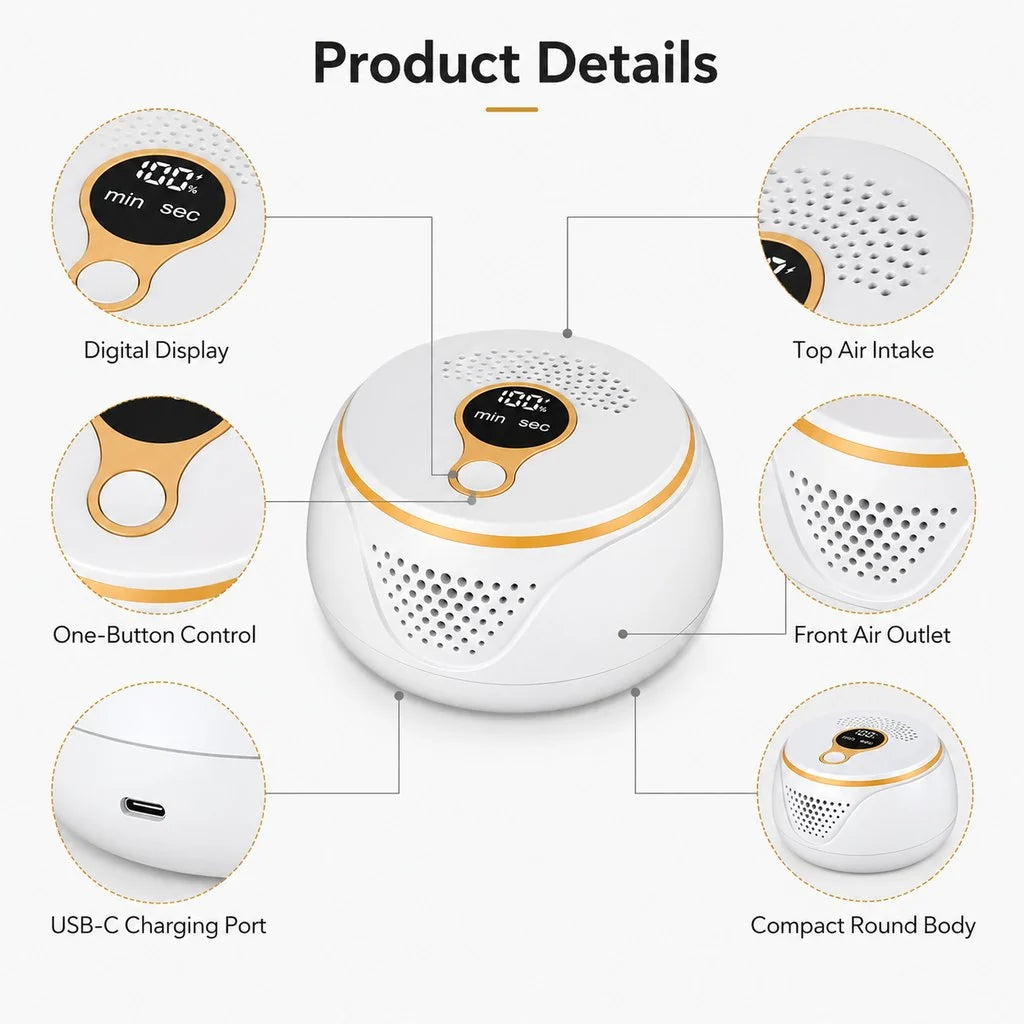 Rechargeable Pet Odor Deodorizer for Dog Crates & Litter Box Areas - USB-C Odor Control Helper for Pet Cages, Bathrooms & Small Spaces
