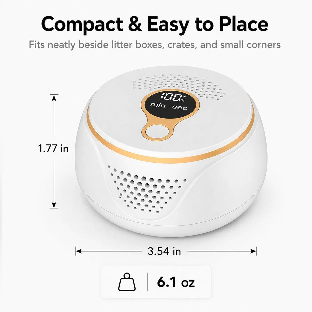 Rechargeable Pet Odor Deodorizer for Dog Crates & Litter Box Areas - USB-C Odor Control Helper for Pet Cages, Bathrooms & Small Spaces