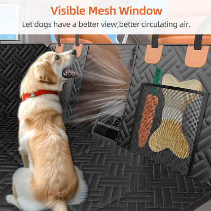 Back Seat Extender for Dogs,Hard Bottom Car Seat Cover for Dogs | with Mesh Window,Waterproof Backseat Pet Cover Hard Bottom-Dog Car Seat Cover for Back Seat Dog Hammock for Car/Suv
