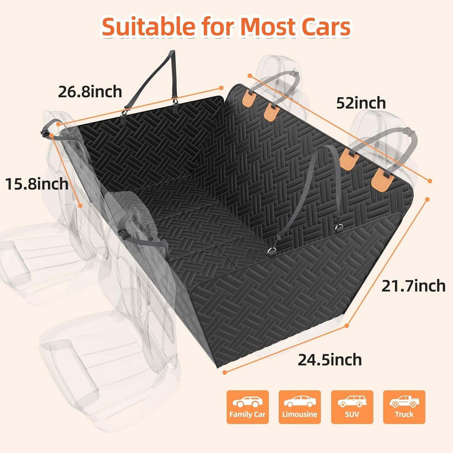 Back Seat Extender for Dogs,Hard Bottom Car Seat Cover for Dogs | with Mesh Window,Waterproof Backseat Pet Cover Hard Bottom-Dog Car Seat Cover for Back Seat Dog Hammock for Car/Suv