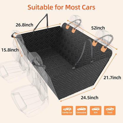Back Seat Extender for Dogs,Hard Bottom Car Seat Cover for Dogs | with Mesh Window,Waterproof Backseat Pet Cover Hard Bottom-Dog Car Seat Cover for Back Seat Dog Hammock for Car/Suv