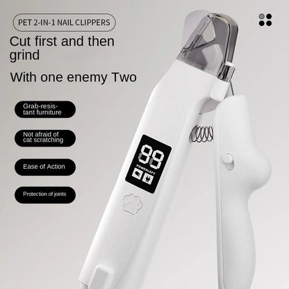 Upgraded 2-In-1 Automatic Electric Dog Nail Grinder and Clipper with Portable Design Battery-Powered USB Charging LED Light