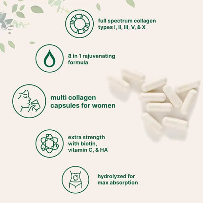 Multi Collagen Capsules Type I II III X Collagen Peptides OEM ODM Herbal Extracts Creatine Biotin Vitamins Adult Supplement