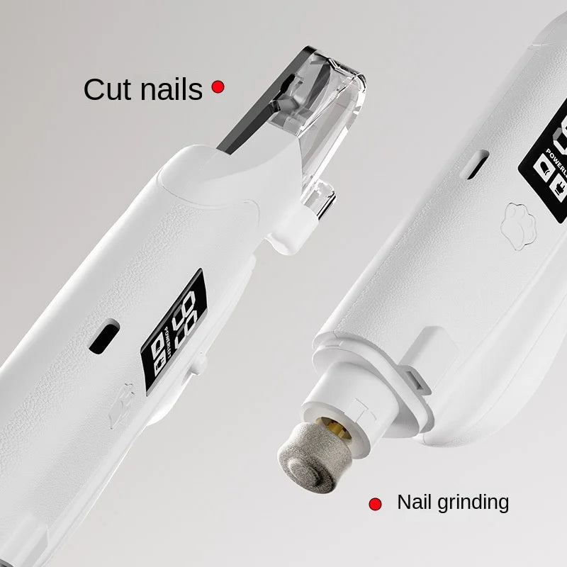 Upgraded 2-In-1 Automatic Electric Dog Nail Grinder and Clipper with Portable Design Battery-Powered USB Charging LED Light