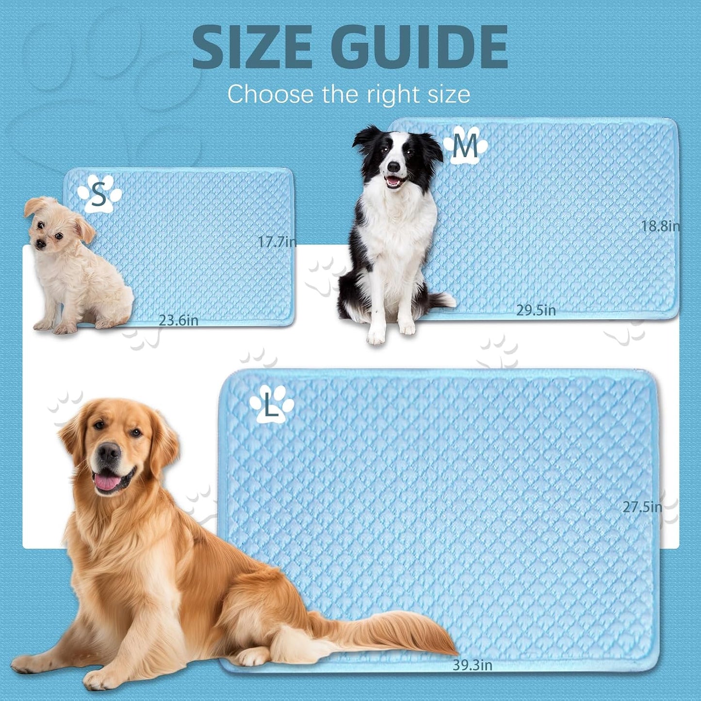 Dog Cooling Mat, Foldable Non-Slip Washable Arc-Chill Pad | Cooling Mat for Dogs Q-Max 0.45 Absorbs Pet Heat Fast,Suit for Indoor Outdoor Summer Use for Cats Dogs ﻿