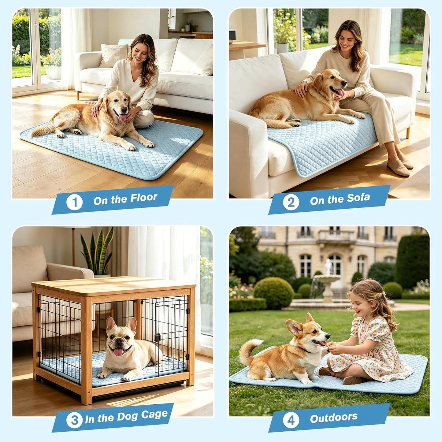 Dog Cooling Mat, Foldable Non-Slip Washable Arc-Chill Pad | Cooling Mat for Dogs Q-Max 0.45 Absorbs Pet Heat Fast,Suit for Indoor Outdoor Summer Use for Cats Dogs ﻿