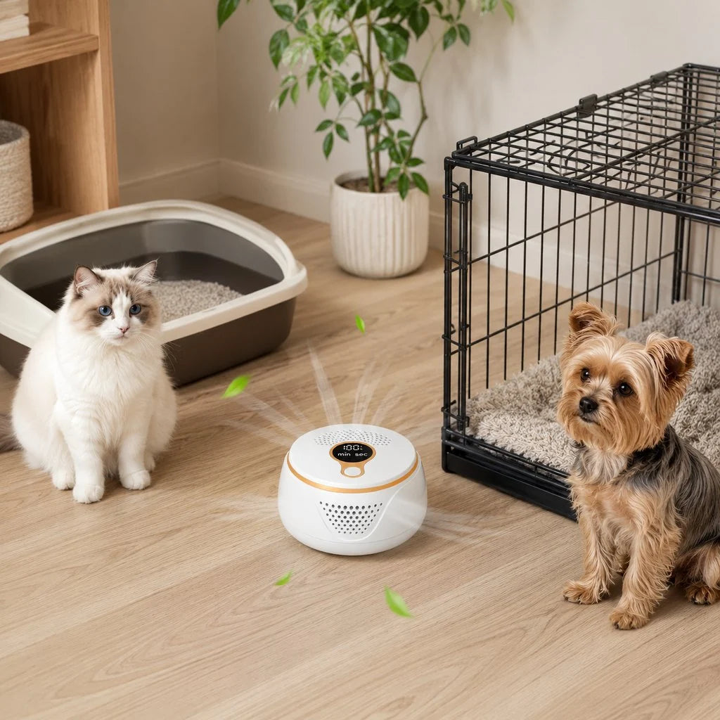 Rechargeable Pet Odor Deodorizer for Dog Crates & Litter Box Areas - USB-C Odor Control Helper for Pet Cages, Bathrooms & Small Spaces