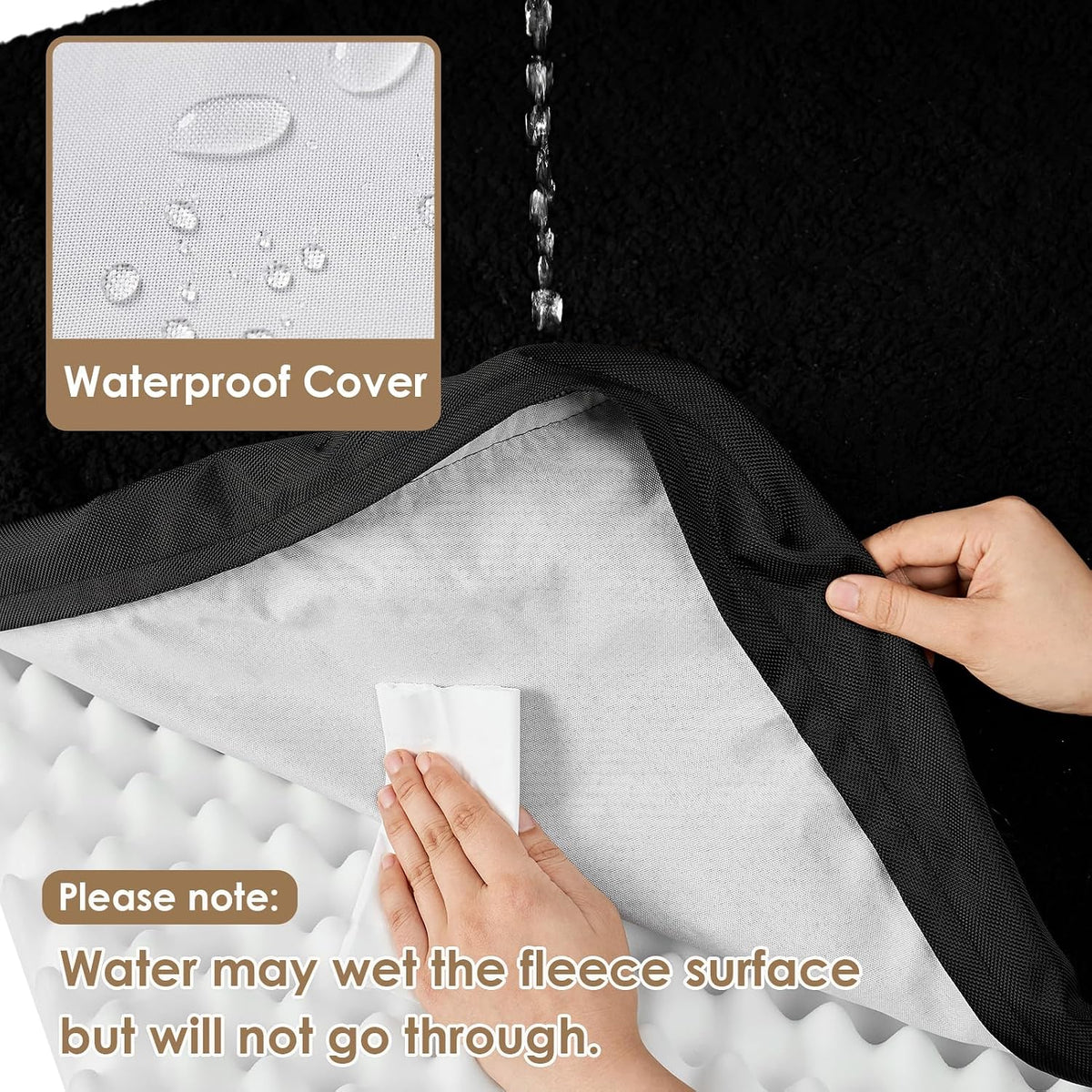 Orthopedic Large Dog Bed with Washable Cover, 91X69X9Cm, Black | Soft Fabric, Durable Oxford Fabric Lining, Supportive Foam Egg Trays, Non-Slip Bottom, with Removable Cover, for Crate Mat