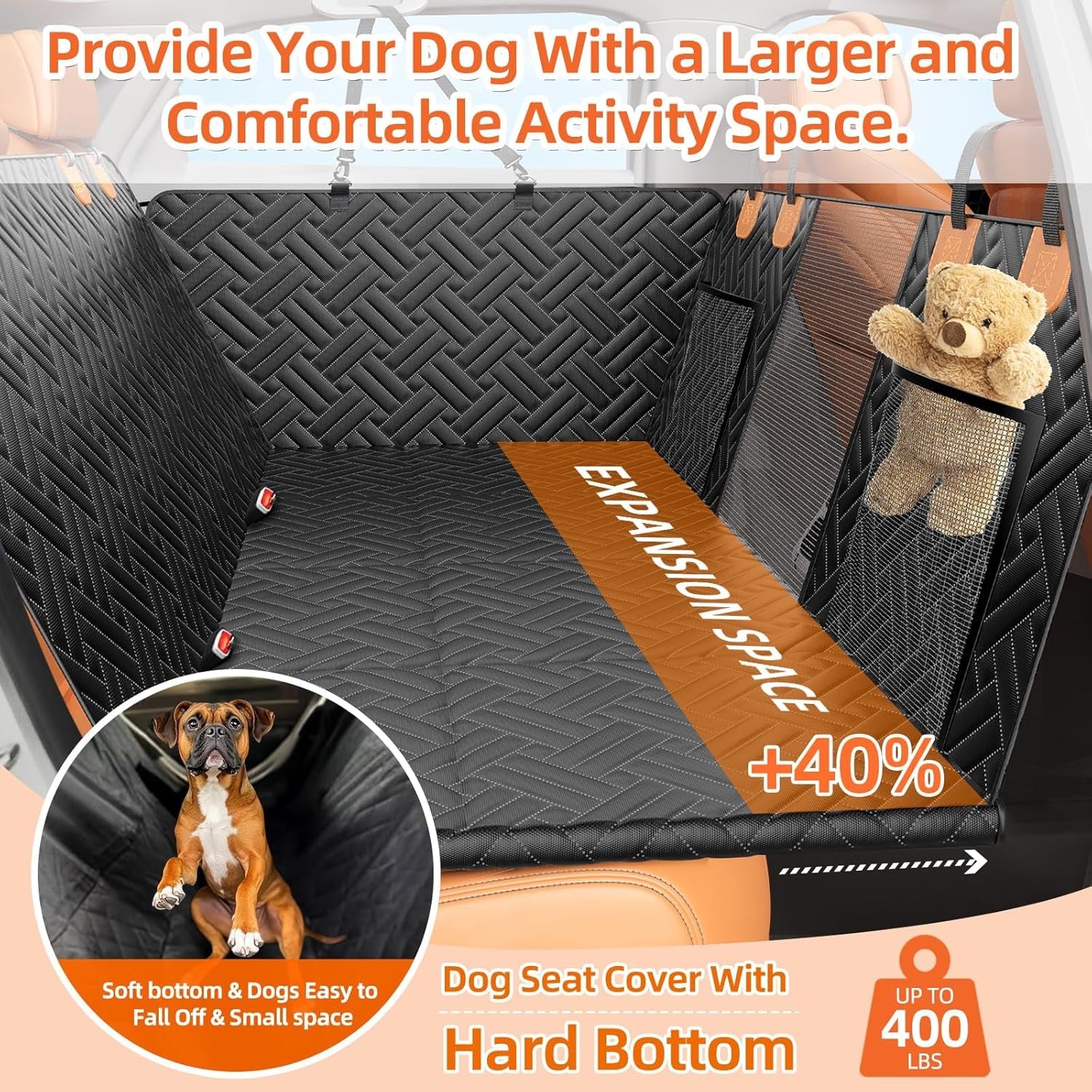 Back Seat Extender for Dogs,Hard Bottom Car Seat Cover for Dogs | with Mesh Window,Waterproof Backseat Pet Cover Hard Bottom-Dog Car Seat Cover for Back Seat Dog Hammock for Car/Suv