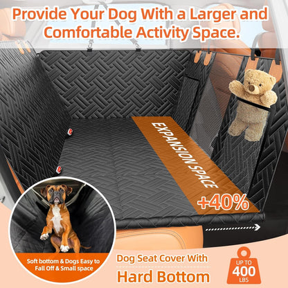 Back Seat Extender for Dogs,Hard Bottom Car Seat Cover for Dogs | with Mesh Window,Waterproof Backseat Pet Cover Hard Bottom-Dog Car Seat Cover for Back Seat Dog Hammock for Car/Suv