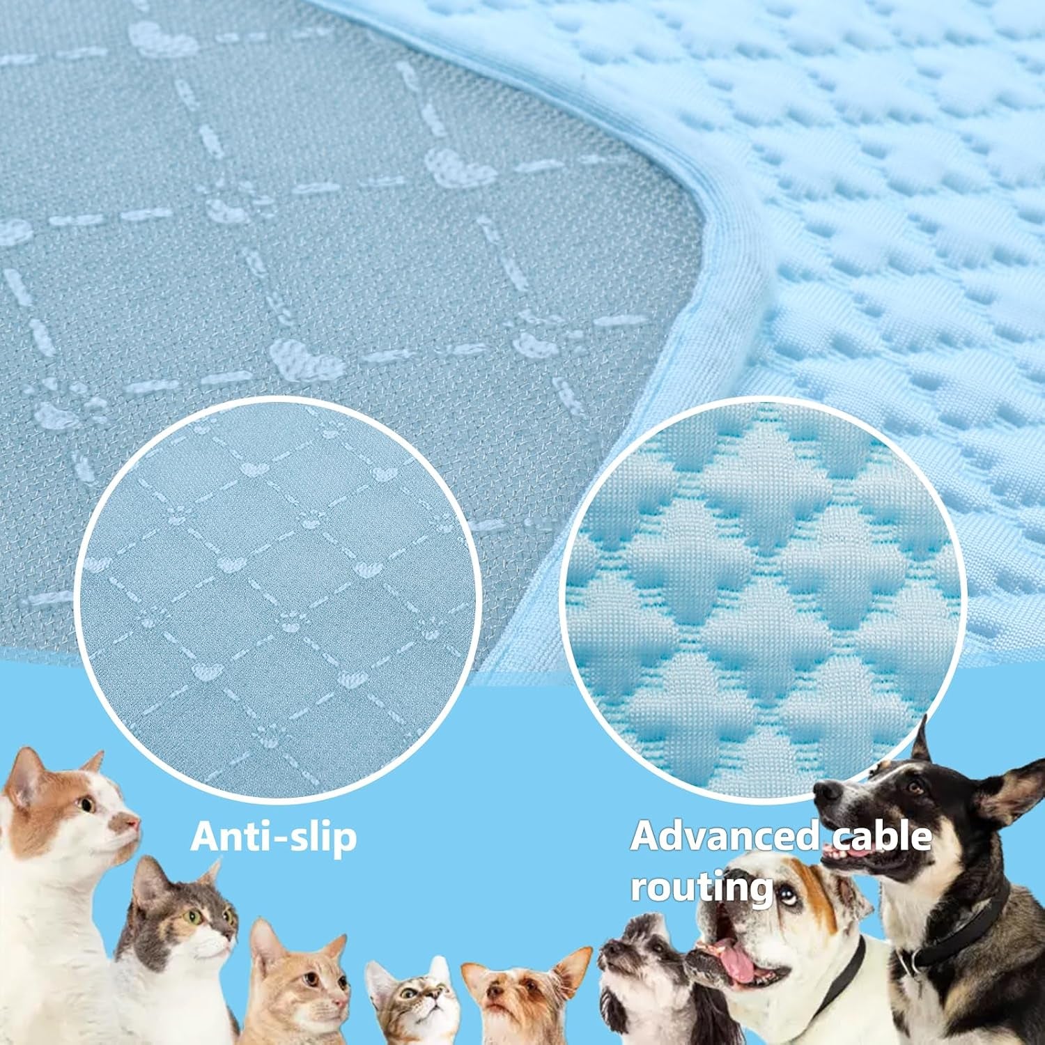 Dog Cooling Mat, Foldable Non-Slip Washable Arc-Chill Pad | Cooling Mat for Dogs Q-Max 0.45 Absorbs Pet Heat Fast,Suit for Indoor Outdoor Summer Use for Cats Dogs ﻿