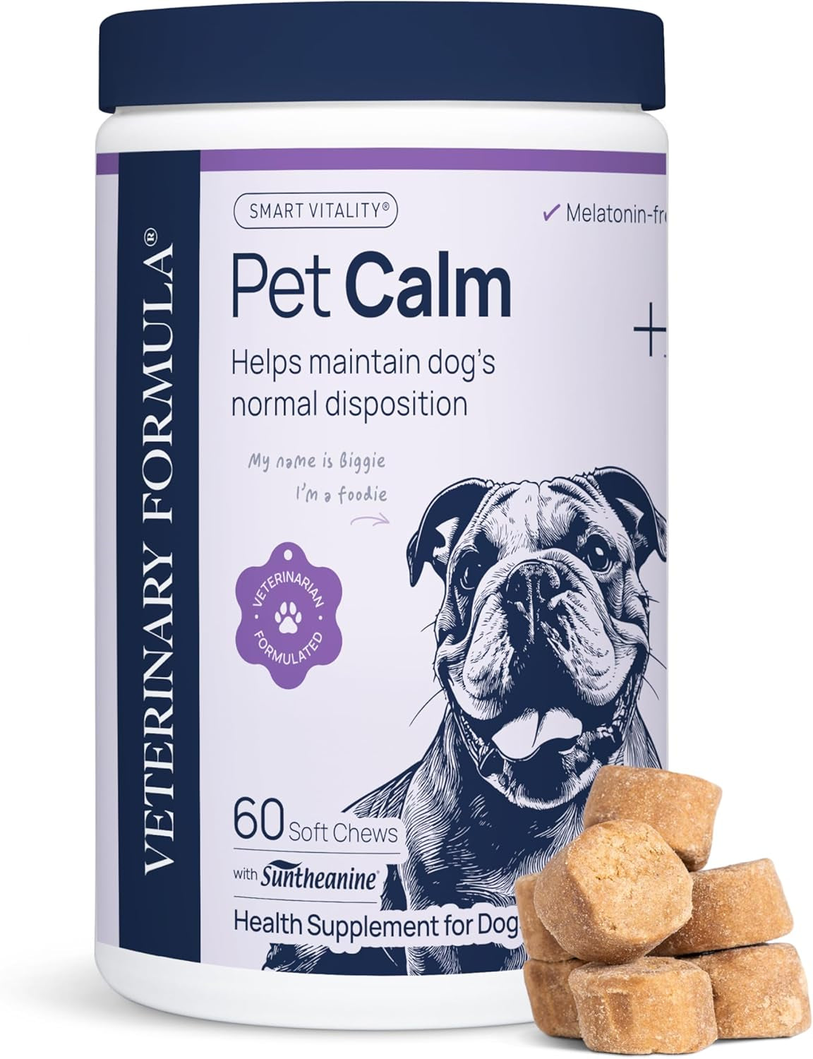 Smart Vitality Pet Calm Soft Chews for Dogs, 60 Count | L-Theanine and L-Tryptophan for Behavioral Support during Stressful Situations